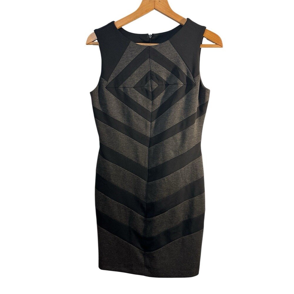 NWT Suzi Chin for Maggy Boutique Bodycon Dress Size 4 Black Gray Career Sheath